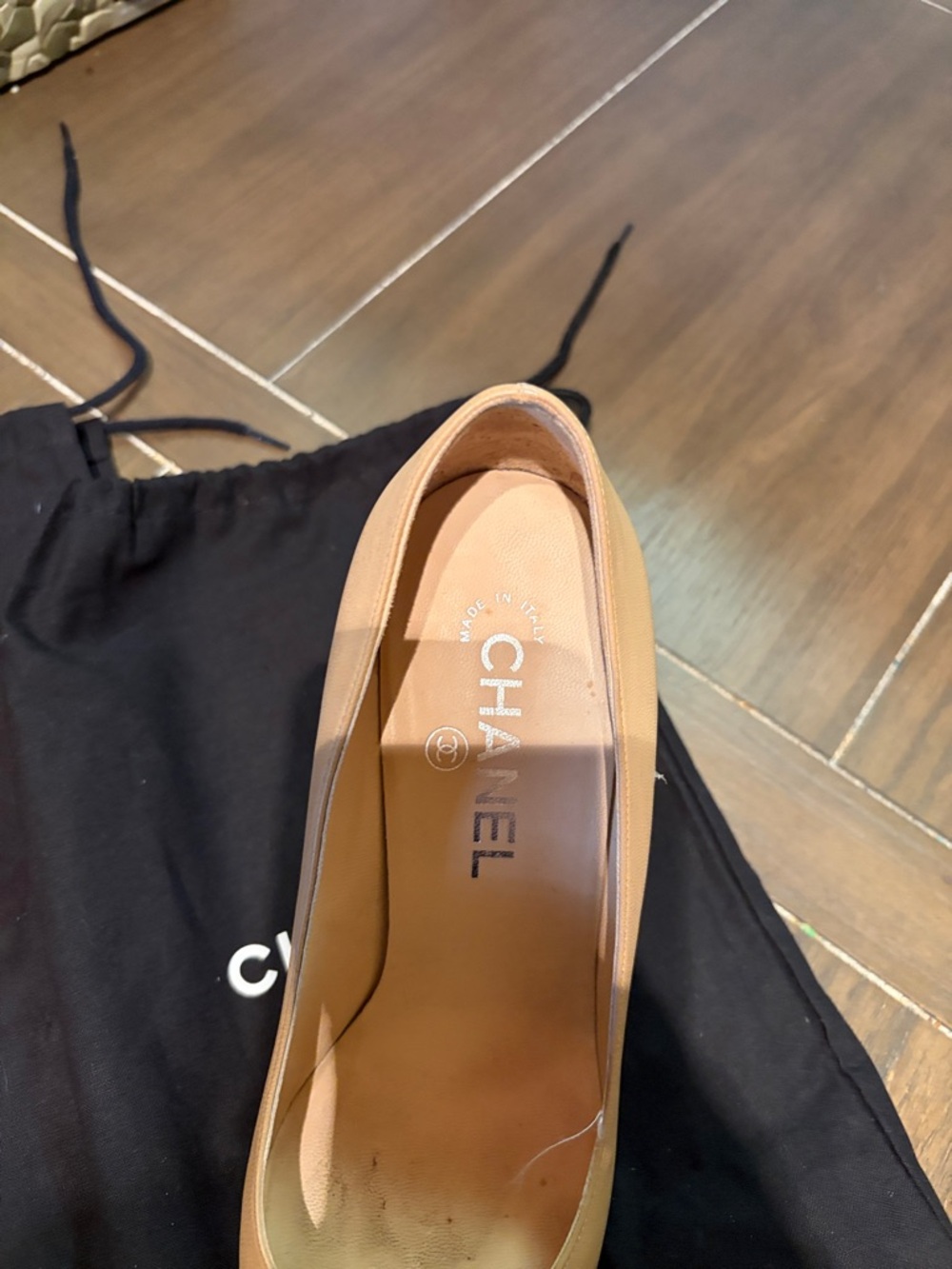 CHANEL Beige and Black Pointed-Toe Two-Tone Pumps - Picture 8 of 9